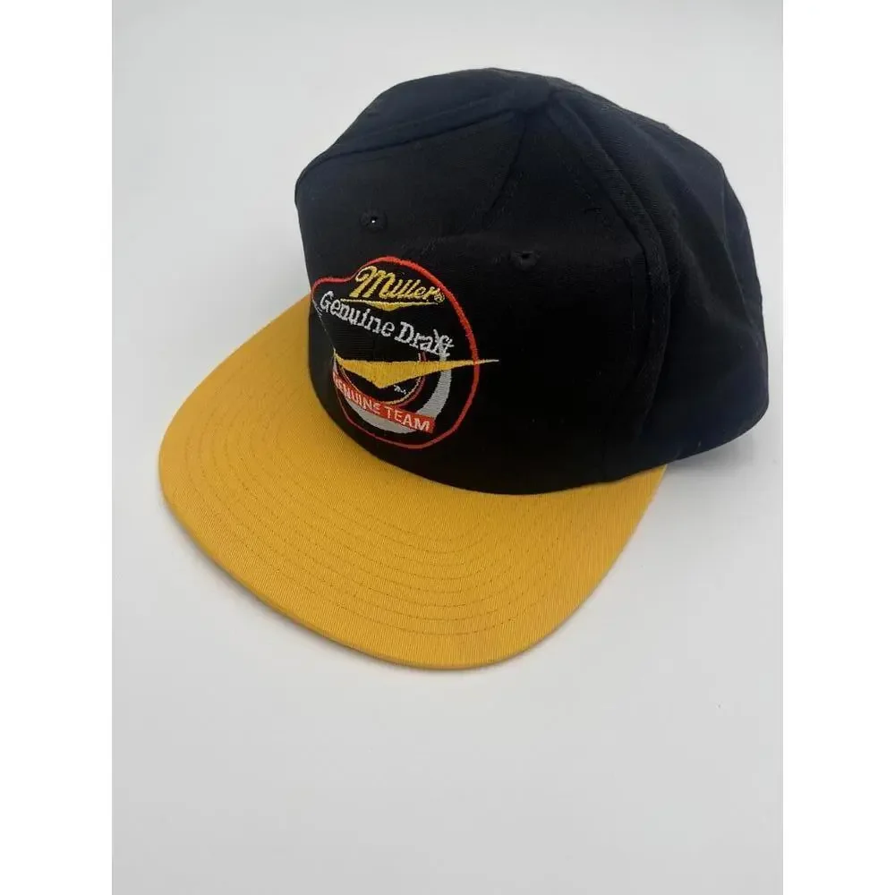 Vintage New Miller Genuine Draft Black and Yellow Snapback Hat